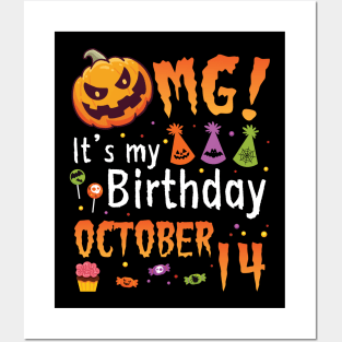 Happy To Me You Grandpa Nana Dad Mommy Son Daughter OMG It's My Birthday On October 14 Posters and Art